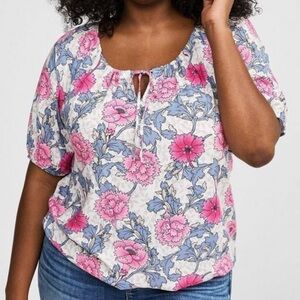 Torrid Babydoll Short Sleeve Blouse Top Women Floral Rose Cottagecore  1X 14-16